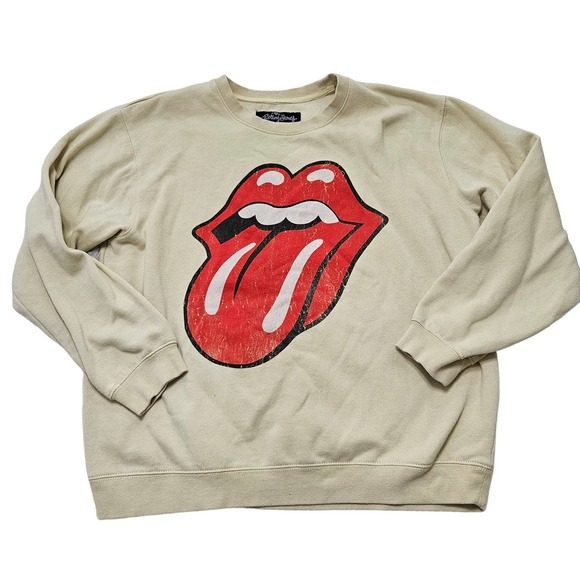 The Rolling Stones Women's Light Yellow Graphic Crewneck Sweatshirt.‎ Size M - Picture 4 of 8